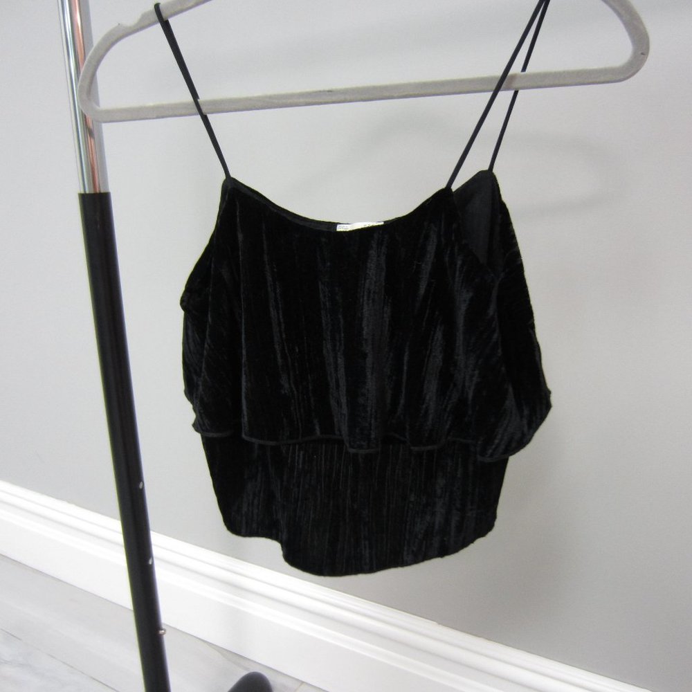 ZARA VELVET SPAGHETTI STRAP CROP TOP USA S